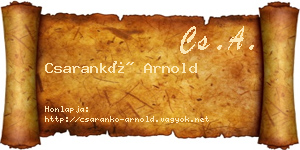 Csarankó Arnold névjegykártya