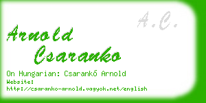 arnold csaranko business card